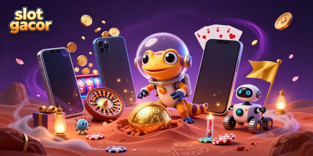 Mainkan slot gacor dengan keseruan kasino ditampilkan dalam ilustrasi 3D yang menarik.